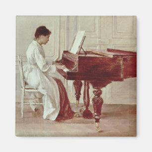 Am Klavier 1887 (Öl auf Leinwand) Magnet
