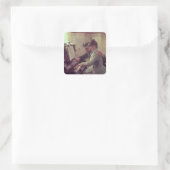 Am Klavier Quadratischer Aufkleber (Tasche)