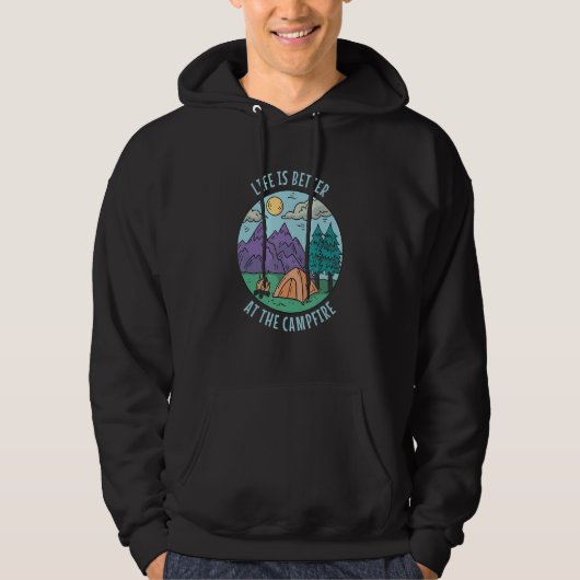 Am Lagerfeuer Camping Camper Hoodie (Vorderseite)