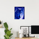 Am Licht des Mondes blauer Wolf-Poster Poster (Heimbüro)