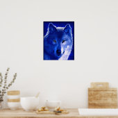 Am Licht des Mondes blauer Wolf-Poster Poster (Küche)
