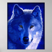Am Licht des Mondes blauer Wolf-Poster Poster (Vorne)