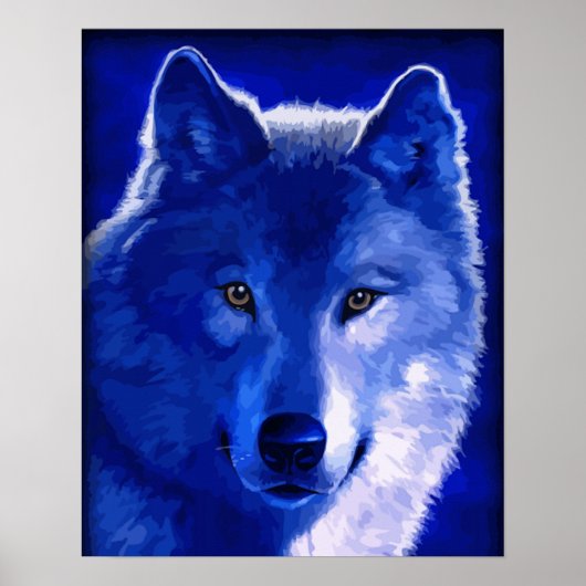 Am Licht des Mondes blauer Wolf-Poster Poster (Vorne)
