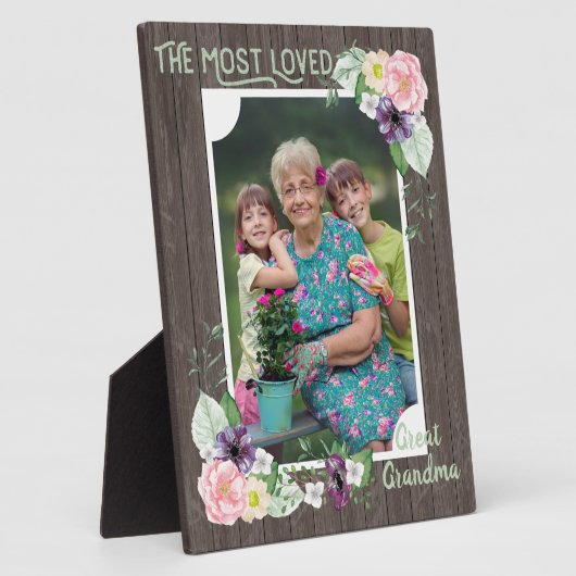 Am liebsten Große Oma Rustikales Holz und Blumen Fotoplatte (Seite)