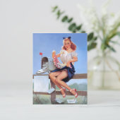 Am Mailbox Pin Up Postkarte (Stehend Vorderseite)