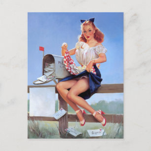 Am Mailbox Pin Up Postkarte