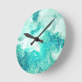Am Meer, abstrakter Mosaikdruck. Runde Wanduhr (Winkel)