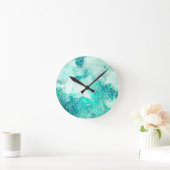 Am Meer, abstrakter Mosaikdruck. Runde Wanduhr (Zuhause)