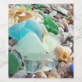 Am Meer Glasscherben Weinetikett (Einzelnes Label)