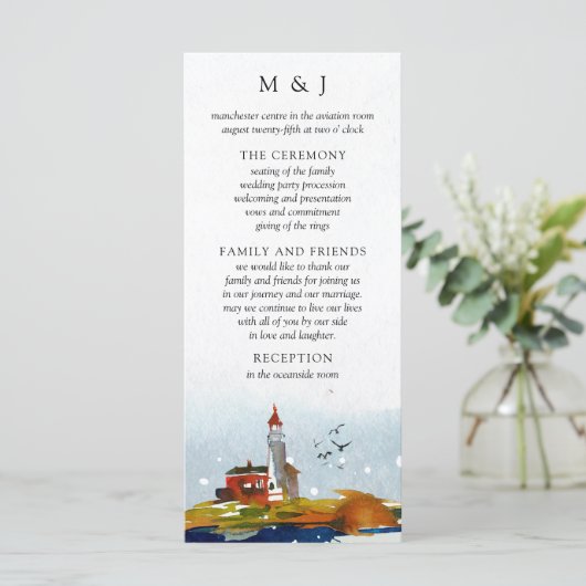 Am Meer Hochzeitskarte Programm (Stehend Vorderseite)