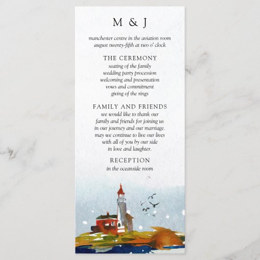 Am Meer Hochzeitskarte Programm (Vorderseite)