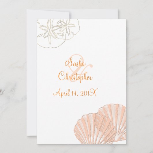 Am Meer/pink+orange/Hochzeitseinladungen Einladung (Vorderseite)