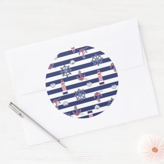 Am Meeresmuster Runder Aufkleber (Umschlag)