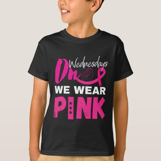 Am Mittwoch tragen wir ein pinkfarbenes Brustkrebs T-Shirt (Vorderseite)