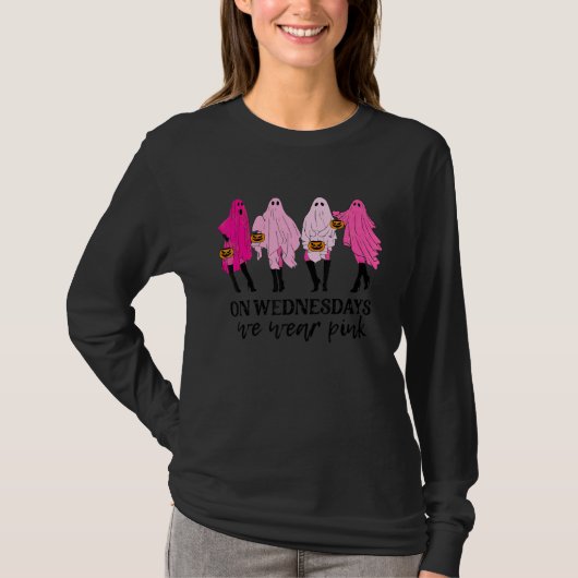 Am Mittwoch tragen wir Pink Pink Girls Ghost Hallo T-Shirt (Vorderseite)