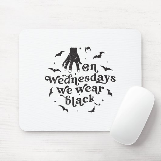 Am Mittwoch tragen wir schwarzes Retro Halloween 1 Mousepad (Mit Mouse)