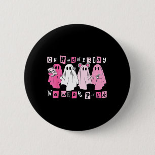 Am Mittwoch tragen wir süße rosa Halloween-Geister Button