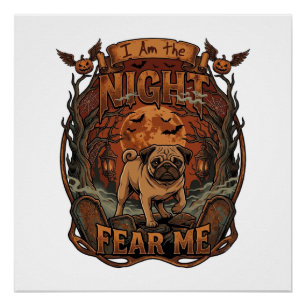 Am Nacht Fürchte Mich Pug Halloween Mond_1 Poster