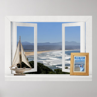 Am Ozean -- Anpassbarer offener Fensterblick Poster