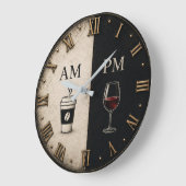 AM PM Coffee and Wine Große Wanduhr (Winkel)