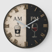 AM PM Coffee and Wine Große Wanduhr (Vorderseite)