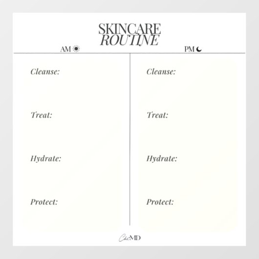 AM/PM Skincare Routine Fensteraufkleber (Blatt)