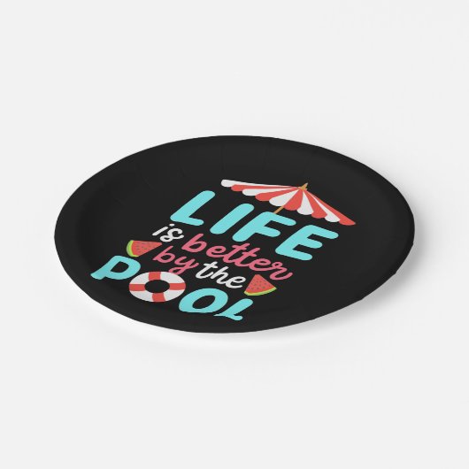 Am Pool ist das Leben besser Pappteller (Schrägansicht)