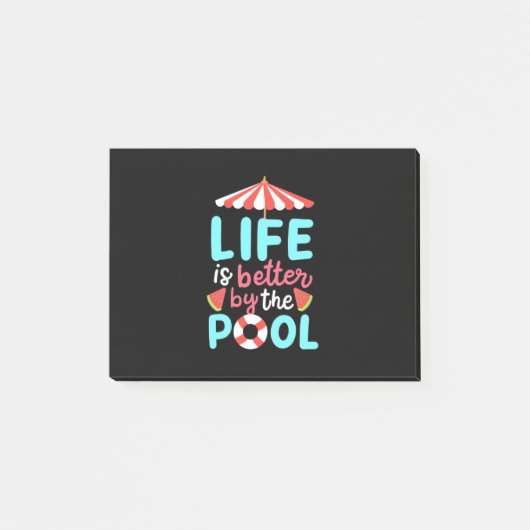 Am Pool ist das Leben besser Post-it Klebezettel (Vorderseite)