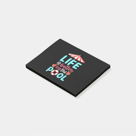 Am Pool ist das Leben besser Post-it Klebezettel (angewinkelt)