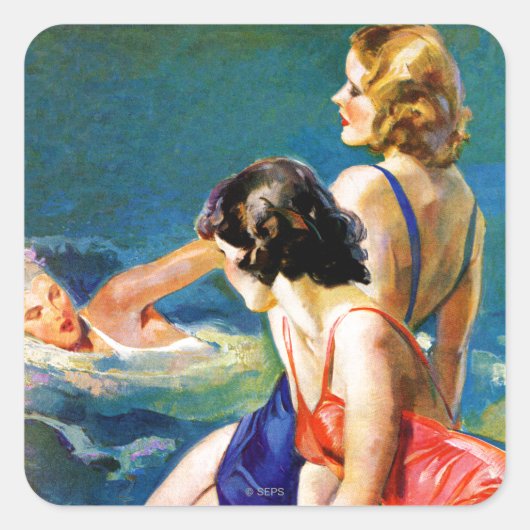 Am Pool Quadratischer Aufkleber (Vorderseite)