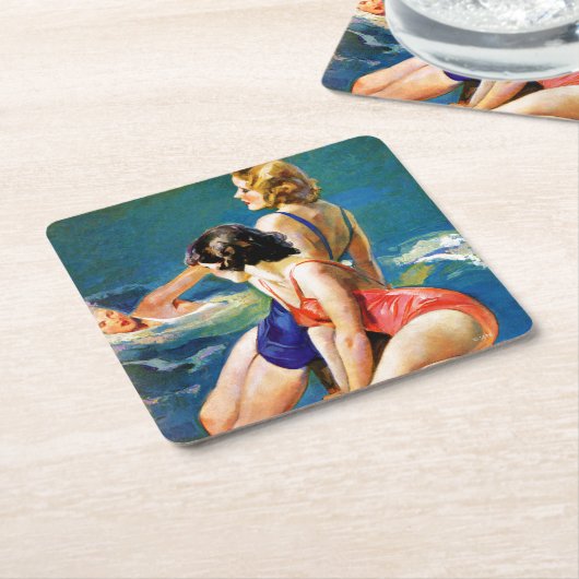 Am Pool Rechteckiger Pappuntersetzer (angewinkelt)