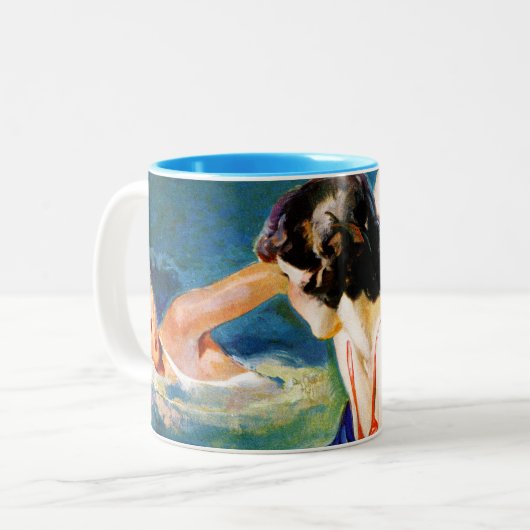 Am Pool Zweifarbige Tasse (Vorderseite Links)