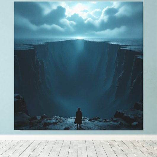 „Am Rand des Abgrunds – Zwischen Mut und Mysterium Leinwanddruck (Insitu (Holzboden))