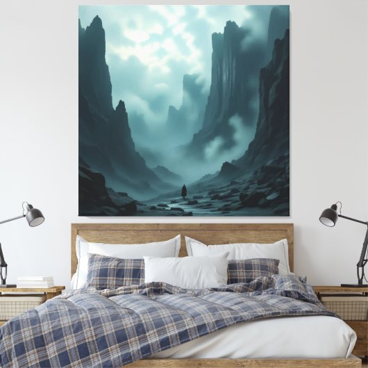 „Am Rand des Abgrunds – Zwischen Mut und Mysterium Leinwanddruck (Insitu (Schlafzimmer))