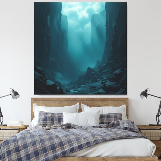 „Am Rand des Abgrunds – Zwischen Mut und Mysterium Leinwanddruck (Insitu (Schlafzimmer))