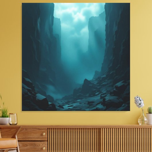 „Am Rand des Abgrunds – Zwischen Mut und Mysterium Leinwanddruck (Insitu (Wohnzimmer))