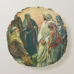 Am Sabbat arbeiten, Vintage-Religion Rundes Kissen