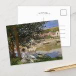 Am Seine-Ufer | Claude Monet Postkarte<br><div class="desc">Am Seine-Ufer, Bennecourt (1868), oder River Scene am Bennecourt, ist ein Öl auf Leinwand Gemälde des französischen impressionistischen Malers Claude Monet. Das Kunstwerk zeigt Monets zukünftige Ehefrau Camille Doncieux, die von einer Seine-Insel zurückblickt, in Richtung des Dorfes Gloton am Stadtrand von Bennecourt. Verwenden Sie die Entwurfstools, um einen benutzerdefinierten Text...</div>