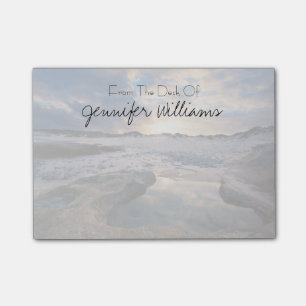 Am Sonnenuntergang in einer Pfütze Post-it Klebezettel