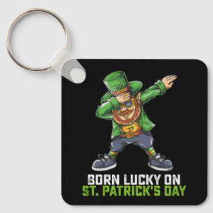 Am St. Patrick's Day Glück Geboren Dabbing Geburts Schlüsselanhänger