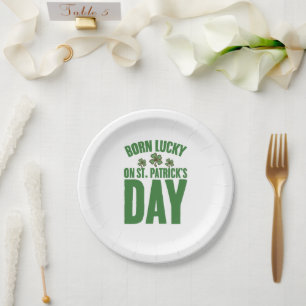 Am St. Patrick's Day Glück Geboren Irischer Geburt Pappteller