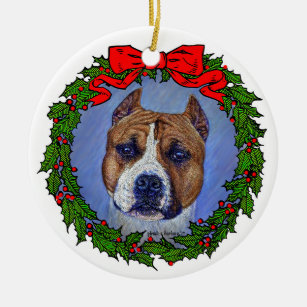 Am Staffordshire Terrier Art by Glenda S. Harlan Keramik Ornament