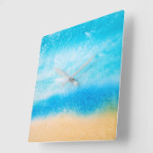 "Am Strand" Abstrakte Seidenmalerei Quadratische Wanduhr (Winkel)