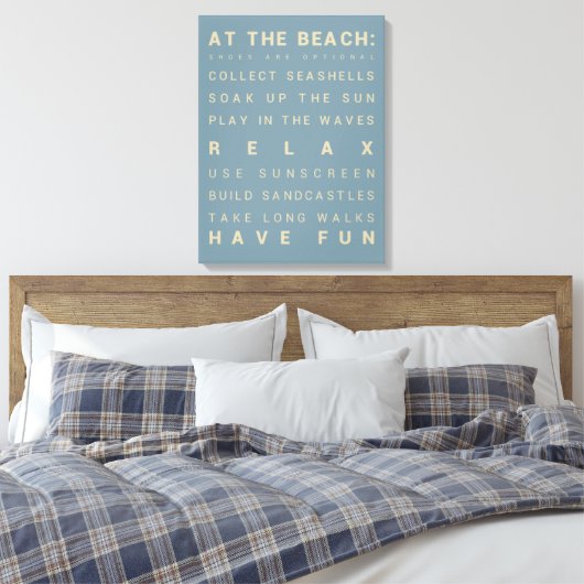 Am Strand - Beach House Rules - 18" x 24" Leinwanddruck (Insitu (Schlafzimmer))