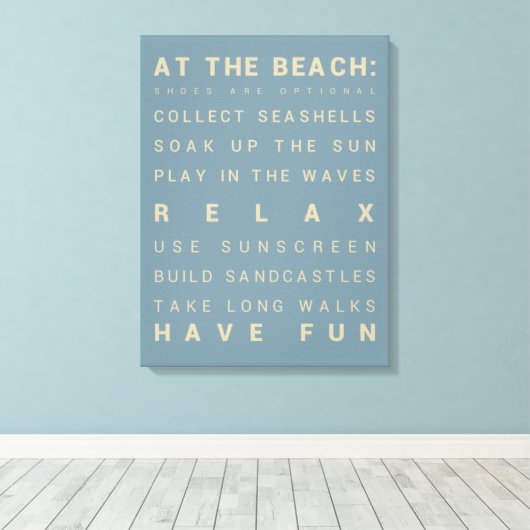 Am Strand - Beach House Rules - 18" x 24" Leinwanddruck (Insitu (Holzboden))