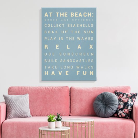 Am Strand - Beach House Rules - 18" x 24" Leinwanddruck (Insitu (Wohnzimmer))