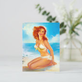 Am Strand-Button oben Postkarte (Stehend Vorderseite)