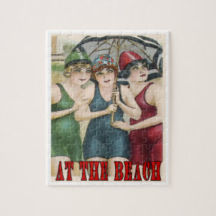 Am Strand, im Vintage-Stil Puzzle
