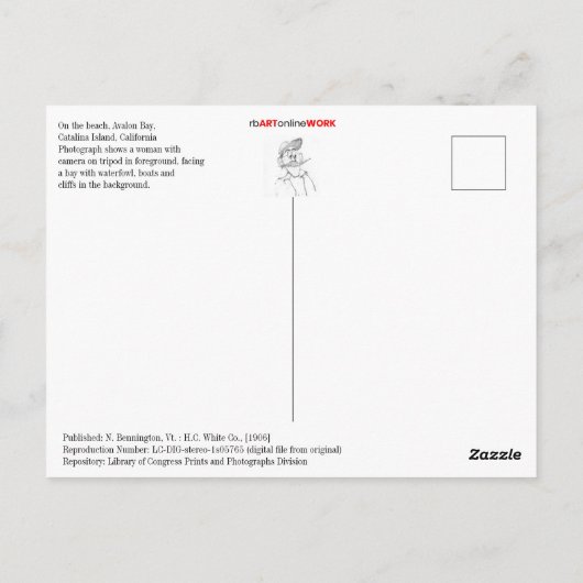 Am Strand, in der Bucht von Avalon, auf der katala Postkarte (Rückseite)