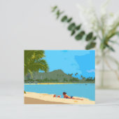 Am Strand in Hawaii! Postkarte (Stehend Vorderseite)